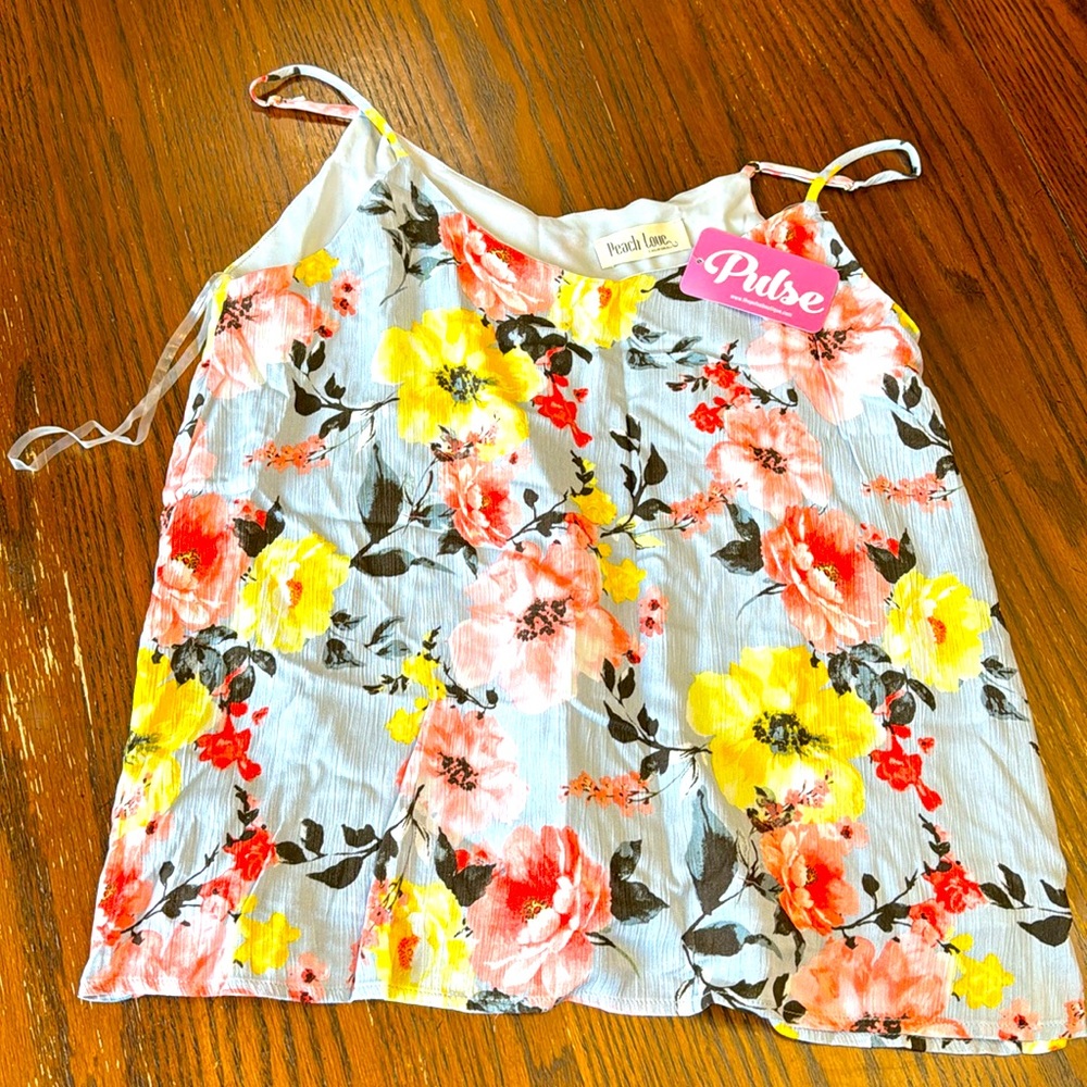 Peach Love Floral Tank NWT